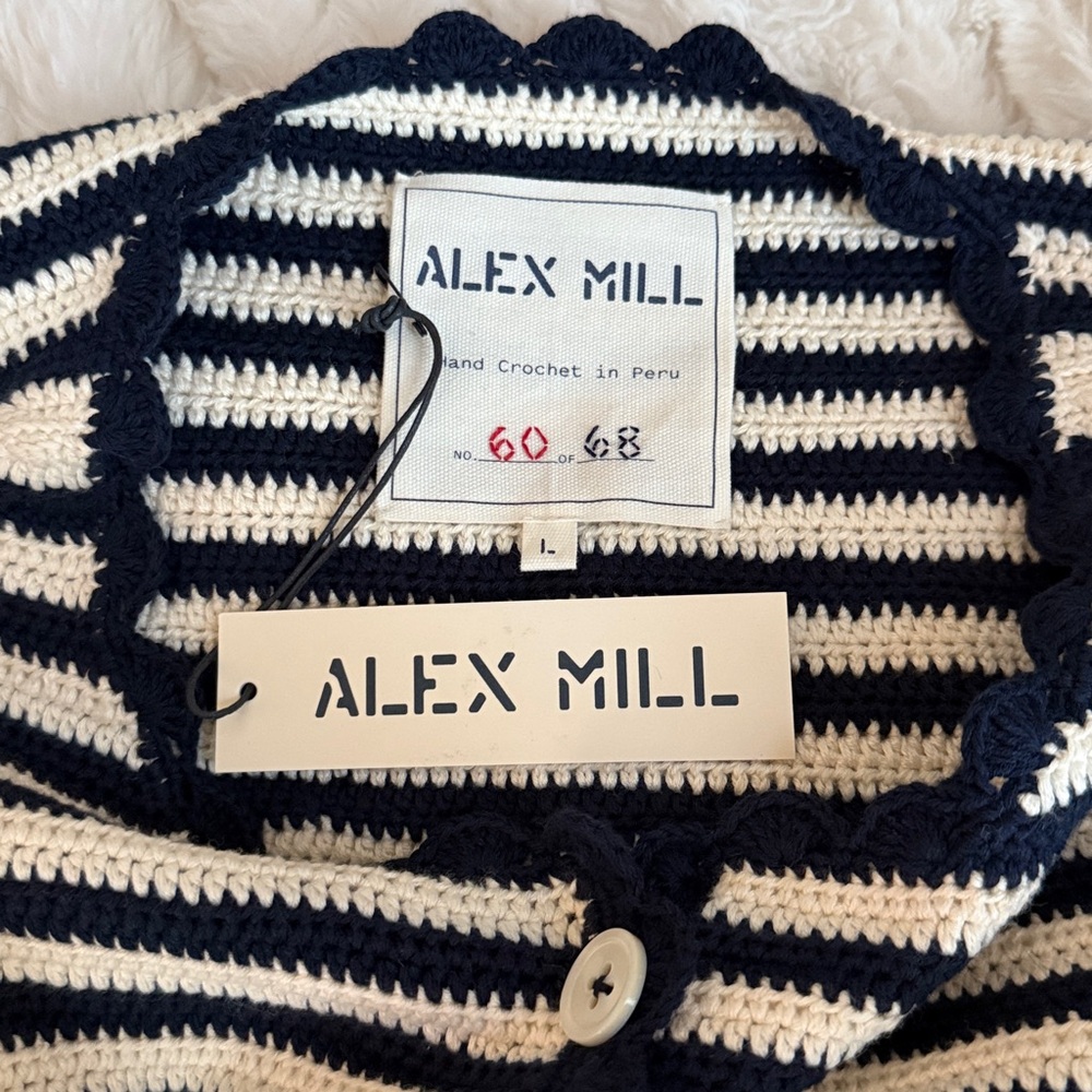 Alex Mill Navy and White Knit Cardigan - Picture 2 of 3